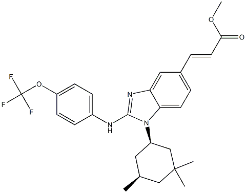 (E)-methyl 3-(2-(4-(trifluoromethoxy)phenylamino)-1-(cis-3,3,5-trimethylcyclohexyl)-1H-benzo[d]imidazol-5-yl)acrylate Struktur