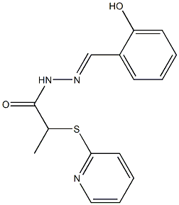 (E)-N'-(2-hydroxybenzylidene)-2-(pyridin-2-ylthio)propanehydrazide Struktur