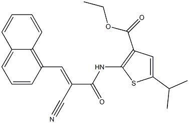 (E)-ethyl 2-(2-cyano-3-(naphthalen-1-yl)acrylamido)-5-isopropylthiophene-3-carboxylate Struktur