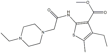 methyl 4-ethyl-2-(2-(4-ethylpiperazin-1-yl)acetamido)-5-methylthiophene-3-carboxylate Struktur