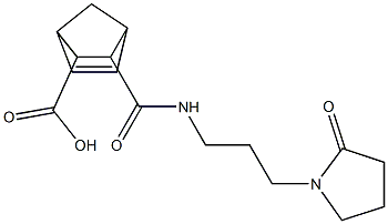 3-((3-(2-oxopyrrolidin-1-yl)propyl)carbamoyl)bicyclo[2.2.1]hept-5-ene-2-carboxylic acid Struktur