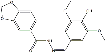 (Z)-N'-(4-hydroxy-3,5-dimethoxybenzylidene)benzo[d][1,3]dioxole-5-carbohydrazide Struktur