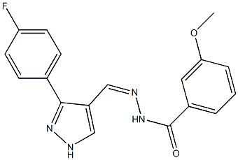 (Z)-N'-((3-(4-fluorophenyl)-1H-pyrazol-4-yl)methylene)-3-methoxybenzohydrazide Struktur