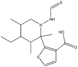 methyl 4-ethyl-5-methyl-2-(2-methylpiperidine-1-carbothioamido)thiophene-3-carboxylate Struktur