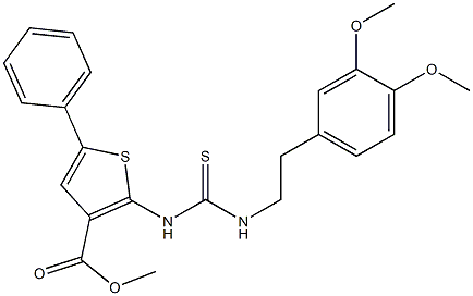 methyl 2-(3-(3,4-dimethoxyphenethyl)thioureido)-5-phenylthiophene-3-carboxylate Struktur