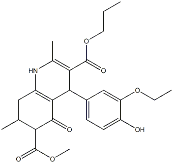 6-methyl 3-propyl 4-(3-ethoxy-4-hydroxyphenyl)-2,7-dimethyl-5-oxo-1,4,5,6,7,8-hexahydroquinoline-3,6-dicarboxylate Struktur