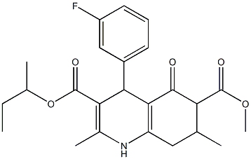 3-sec-butyl 6-methyl 4-(3-fluorophenyl)-2,7-dimethyl-5-oxo-1,4,5,6,7,8-hexahydroquinoline-3,6-dicarboxylate Struktur