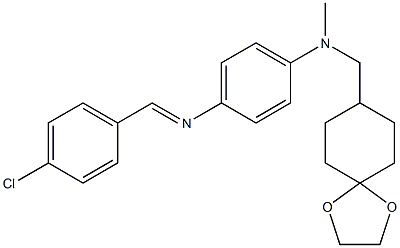 (E)-N1-(1,4-dioxaspiro[4.5]decan-8-ylmethyl)-N4-(4-chlorobenzylidene)-N1-methylbenzene-1,4-diamine Struktur