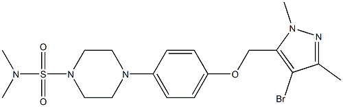 4-(4-((4-bromo-1,3-dimethyl-1H-pyrazol-5-yl)methoxy)phenyl)-N,N-dimethylpiperazine-1-sulfonamide Struktur