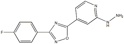 3-(4-fluorophenyl)-5-(2-hydrazinylpyridin-4-yl)-1,2,4-oxadiazole Struktur