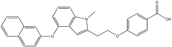 4-(2-(1-methyl-4-(naphthalen-2-yloxy)-1H-indol-2-yl)ethoxy)benzoic acid Struktur