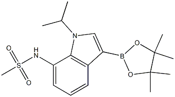 N-(1-isopropyl-3-(4,4,5,5-tetramethyl-1,3,2-dioxaborolan-2-yl)-1H-indol-7-yl)methanesulfonamide Struktur