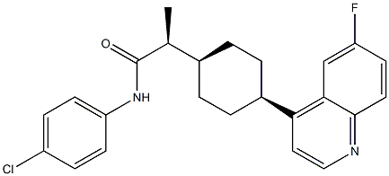 (2S)-N-(4-chlorophenyl)-2-[cis-4-(6-fluoroquinolin-4-yl)cyclohexyl]propanamide Struktur