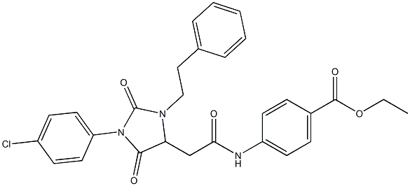 ethyl 4-(2-(1-(4-chlorophenyl)-2,5-dioxo-3-phenethylimidazolidin-4-yl)acetamido)benzoate Struktur