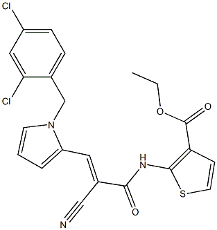 (E)-ethyl 2-(2-cyano-3-(1-(2,4-dichlorobenzyl)-1H-pyrrol-2-yl)acrylamido)thiophene-3-carboxylate Struktur