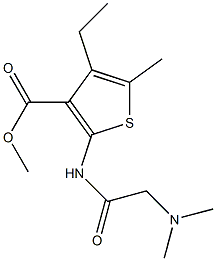 methyl 2-(2-(dimethylamino)acetamido)-4-ethyl-5-methylthiophene-3-carboxylate Struktur