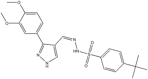 (Z)-4-(tert-butyl)-N'-((3-(3,4-dimethoxyphenyl)-1H-pyrazol-4-yl)methylene)benzenesulfonohydrazide Struktur