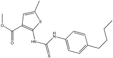 methyl 2-(3-(4-butylphenyl)thioureido)-5-methylthiophene-3-carboxylate Struktur