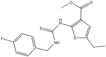 methyl 5-ethyl-2-(3-(4-fluorobenzyl)thioureido)thiophene-3-carboxylate Struktur