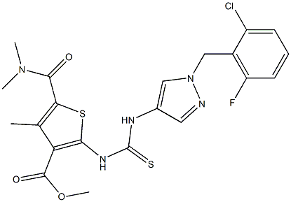 methyl 2-(3-(1-(2-chloro-6-fluorobenzyl)-1H-pyrazol-4-yl)thioureido)-5-(dimethylcarbamoyl)-4-methylthiophene-3-carboxylate Struktur