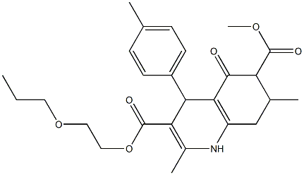 6-methyl 3-(2-propoxyethyl) 2,7-dimethyl-5-oxo-4-(p-tolyl)-1,4,5,6,7,8-hexahydroquinoline-3,6-dicarboxylate Struktur