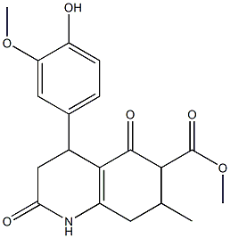 methyl 4-(4-hydroxy-3-methoxyphenyl)-7-methyl-2,5-dioxo-1,2,3,4,5,6,7,8-octahydroquinoline-6-carboxylate Struktur