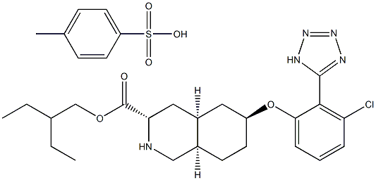 3-Isoquinolinecarboxylic acid, 6-[3-chloro-2-(1H-tetrazol-5-yl)phenoxy]decahydro-, 2-ethylbutyl ester, (3S,4aS,6S,8aR)-, Mono(4-Methylbenzenesulfonate) (9CI) Struktur