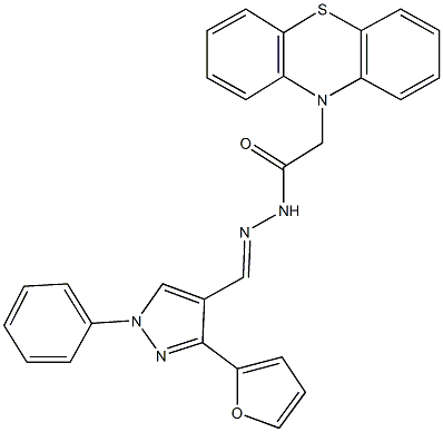 N'-{[3-(2-furyl)-1-phenyl-1H-pyrazol-4-yl]methylene}-2-(10H-phenothiazin-10-yl)acetohydrazide Struktur