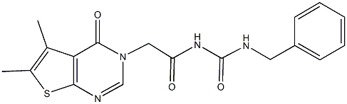 N-benzyl-N'-[(5,6-dimethyl-4-oxothieno[2,3-d]pyrimidin-3(4H)-yl)acetyl]urea Struktur