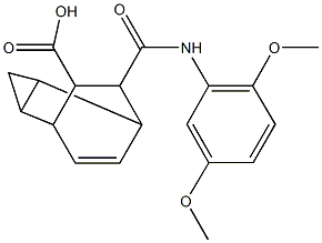 7-[(2,5-dimethoxyanilino)carbonyl]tricyclo[3.2.2.0~2,4~]non-8-ene-6-carboxylic acid Struktur