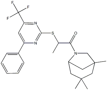 1-methyl-2-oxo-2-(1,3,3-trimethyl-6-azabicyclo[3.2.1]oct-6-yl)ethyl 4-phenyl-6-(trifluoromethyl)-2-pyrimidinyl sulfide Struktur