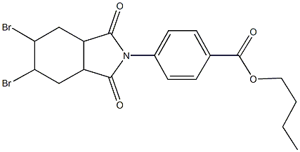 butyl 4-(5,6-dibromo-1,3-dioxooctahydro-2H-isoindol-2-yl)benzoate Struktur