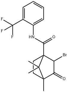 2-bromo-4,7,7-trimethyl-3-oxo-N-[2-(trifluoromethyl)phenyl]bicyclo[2.2.1]heptane-1-carboxamide Struktur