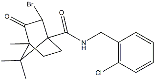 2-bromo-N-(2-chlorobenzyl)-4,7,7-trimethyl-3-oxobicyclo[2.2.1]heptane-1-carboxamide Struktur