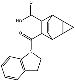 7-(2,3-dihydro-1H-indol-1-ylcarbonyl)tricyclo[3.2.2.0~2,4~]non-8-ene-6-carboxylic acid Struktur