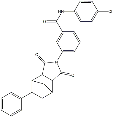 N-(4-chlorophenyl)-3-(3,5-dioxo-8-phenyl-4-azatricyclo[5.2.1.0~2,6~]dec-4-yl)benzamide Struktur