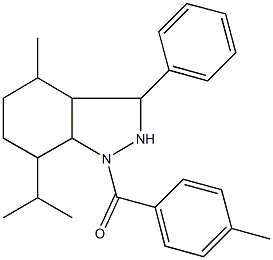 7-isopropyl-4-methyl-1-(4-methylbenzoyl)-3-phenyloctahydro-1H-indazole Struktur