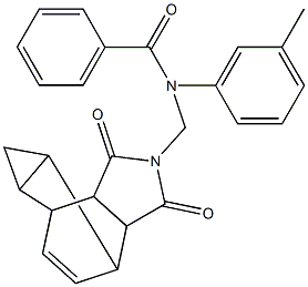 N-[(3,5-dioxo-4-azatetracyclo[5.3.2.0~2,6~.0~8,10~]dodec-11-en-4-yl)methyl]-N-(3-methylphenyl)benzamide Struktur