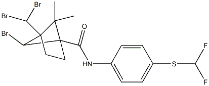 6-bromo-4-(dibromomethyl)-N-{4-[(difluoromethyl)sulfanyl]phenyl}-5,5-dimethylbicyclo[2.1.1]hexane-1-carboxamide Struktur