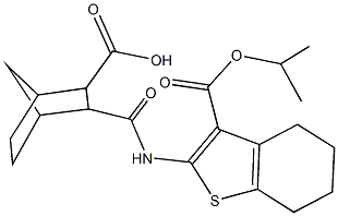 3-({[3-(isopropoxycarbonyl)-4,5,6,7-tetrahydro-1-benzothien-2-yl]amino}carbonyl)bicyclo[2.2.1]heptane-2-carboxylic acid Struktur