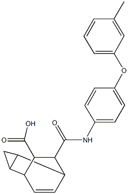 7-{[4-(3-methylphenoxy)anilino]carbonyl}tricyclo[3.2.2.0~2,4~]non-8-ene-6-carboxylic acid Struktur