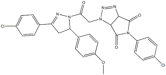 5-(4-chlorophenyl)-1-{2-[3-(4-chlorophenyl)-5-(4-methoxyphenyl)-4,5-dihydro-1H-pyrazol-1-yl]-2-oxoethyl}-3a,6a-dihydropyrrolo[3,4-d][1,2,3]triazole-4,6(1H,5H)-dione Struktur