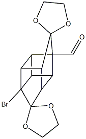 9'-bromo-dispiro([1,3]-dioxolane-2,6'-pentacyclo[5.3.0.0~2,5~.0~3,9~.0~4,8~]decane-10',2''-[1,3]-dioxolane)-5'-carbaldehyde Struktur