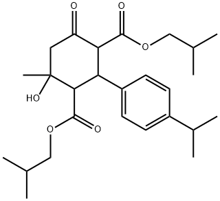 diisobutyl 4-hydroxy-2-(4-isopropylphenyl)-4-methyl-6-oxo-1,3-cyclohexanedicarboxylate Struktur