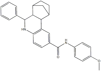 N-(4-methoxyphenyl)-6-phenyl-5,6,6a,7,8,9,10,10a-octahydro-7,10-methanophenanthridine-2-carboxamide Struktur