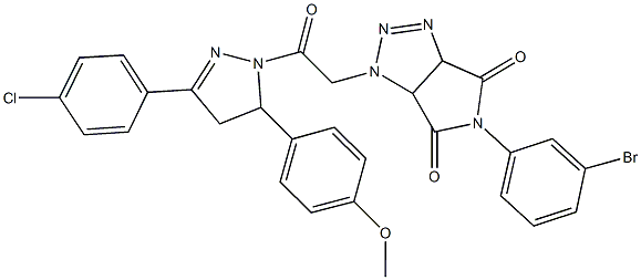 5-(3-bromophenyl)-1-{2-[3-(4-chlorophenyl)-5-(4-methoxyphenyl)-4,5-dihydro-1H-pyrazol-1-yl]-2-oxoethyl}-3a,6a-dihydropyrrolo[3,4-d][1,2,3]triazole-4,6(1H,5H)-dione Struktur