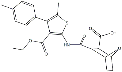 3-({[3-(ethoxycarbonyl)-5-methyl-4-(4-methylphenyl)-2-thienyl]amino}carbonyl)-7-oxabicyclo[2.2.1]heptane-2-carboxylic acid Struktur