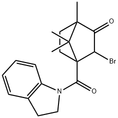 3-bromo-4-(2,3-dihydro-1H-indol-1-ylcarbonyl)-1,7,7-trimethylbicyclo[2.2.1]heptan-2-one Struktur