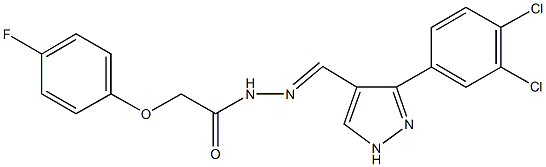 N'-{[3-(3,4-dichlorophenyl)-1H-pyrazol-4-yl]methylene}-2-(4-fluorophenoxy)acetohydrazide Struktur