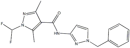 N-(1-benzyl-1H-pyrazol-3-yl)-1-(difluoromethyl)-3,5-dimethyl-1H-pyrazole-4-carboxamide Struktur